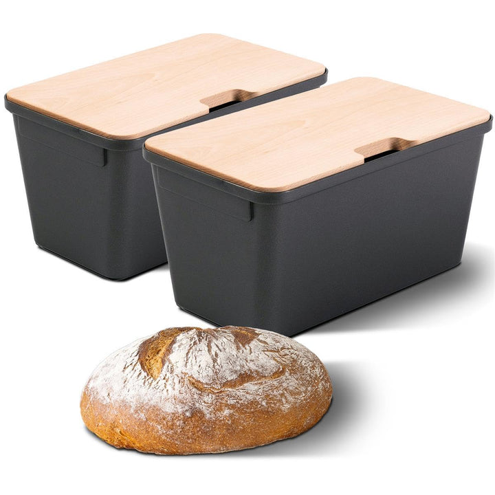 Novaliv 2x Brotkasten mit Deckel 32x20x16,5cm Brotbox für Brotaufbewahrung Brotkasten Holz für Brot