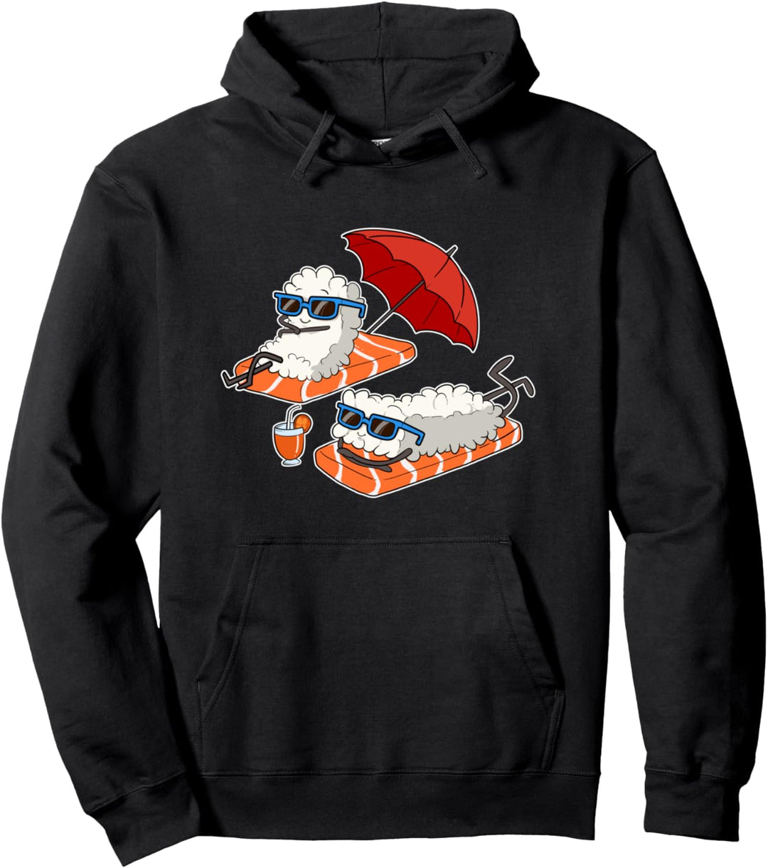 Sommer Sushi Sashimi Maki Strand Urlaub Sonne Reis Snack Pullover Hoodie