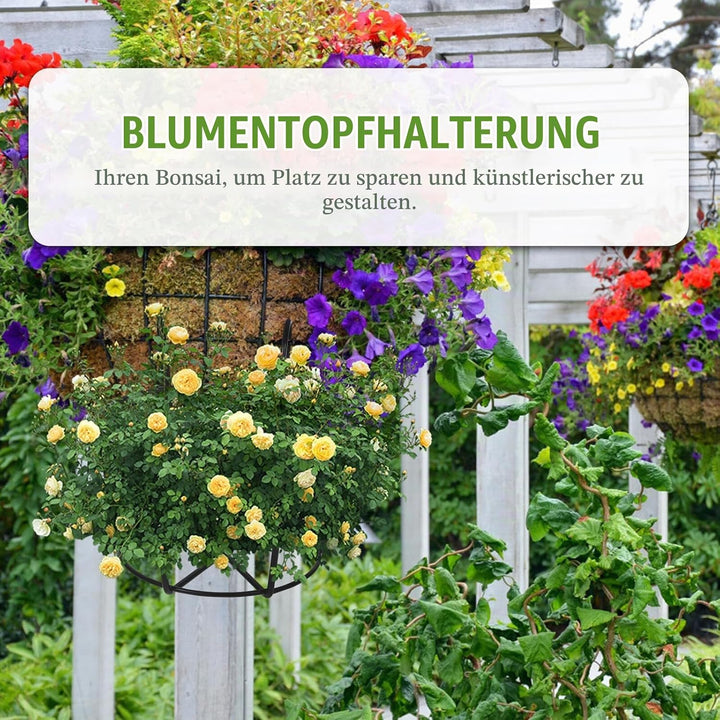 Yardwe Metall Blumentopfhalter 2 Stück mit Schwarzem Eisenrahmen Hängende Pflanzenhalterung für Gelä