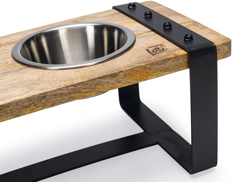 Beeztees K&Bz Hundeteller aus Holz, 44 x 19 x 15 cm, 2 x 350 ml, Braun, 2000 g 44 x 19 x 15 cm(1er P