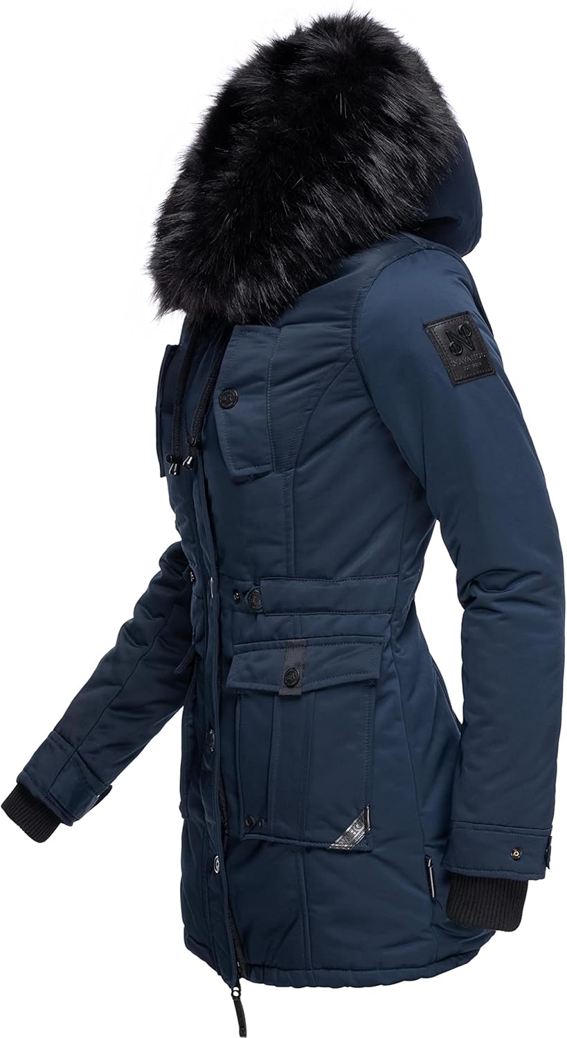 Navahoo Damen Warmer Winterparka mit Kapuze Luluna Prc XS-XXL XS Blau, XS Blau