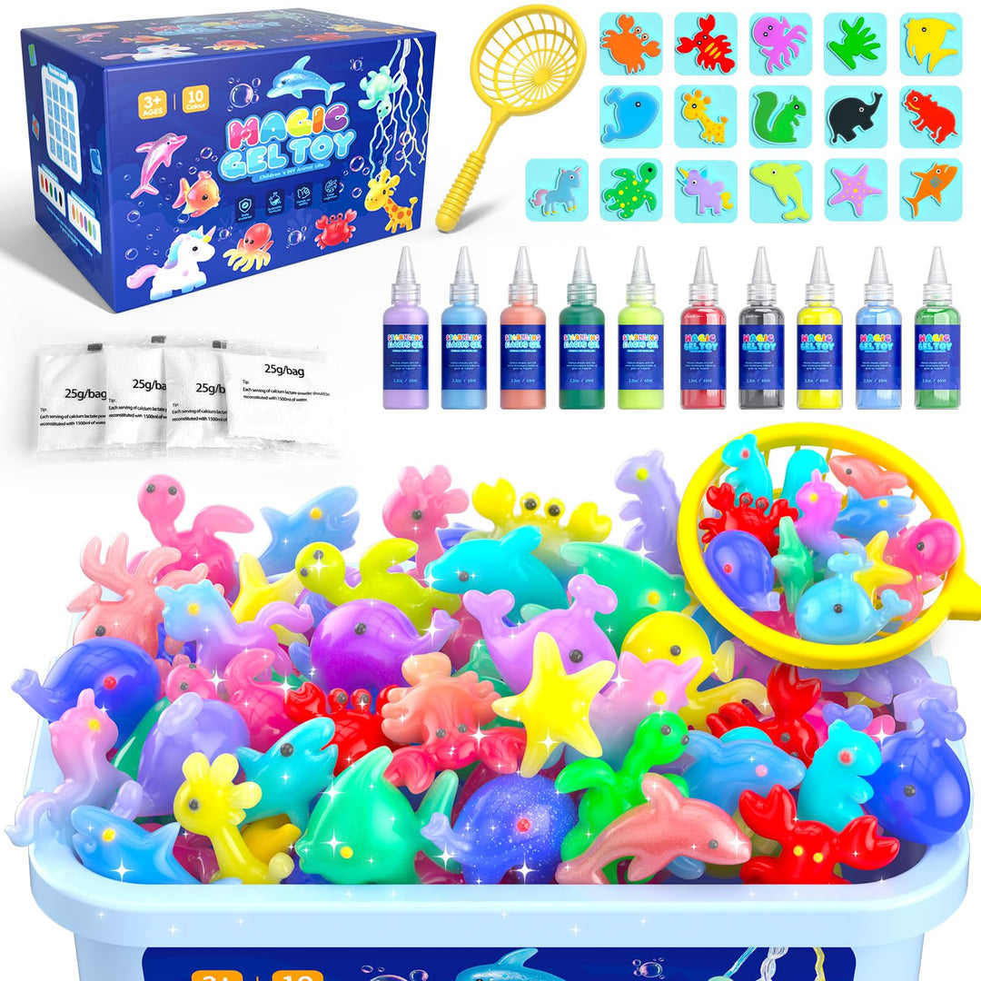Hot Bee Wassergel Bastelset für Kinder 3-8 Jahre, Squishy selber machen Set mit 10 Gel-Flaschen & 8