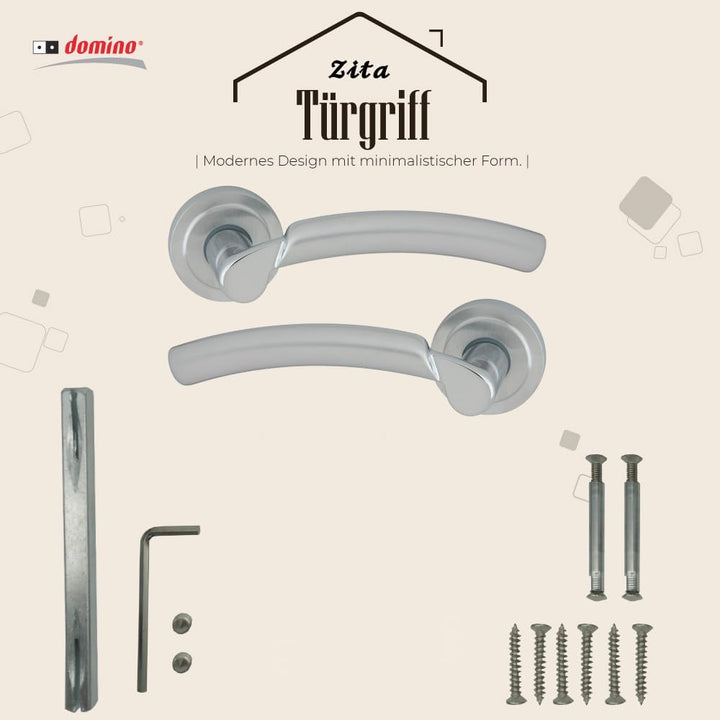 domino Türgriff ZITA-R M6/M18 ohne Schlossrosette Drückergarnitur für Zimmertüren Türdrücker-Set Ros