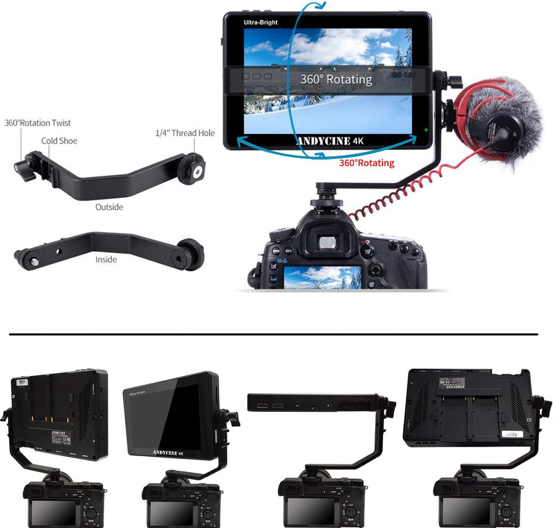 ANDYCINE C7 Kamera Monitor 7 Zoll Ultraheller 2200nit 1920x1200 Touchscreen 4K HDMI EIN/Aus mit Well