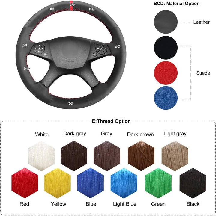 MEWANT Lenkradbezug für Benz W204 C-Klasse C280 C230 C180 C260 C200 C300 Lenkradhülle aus Wildleder