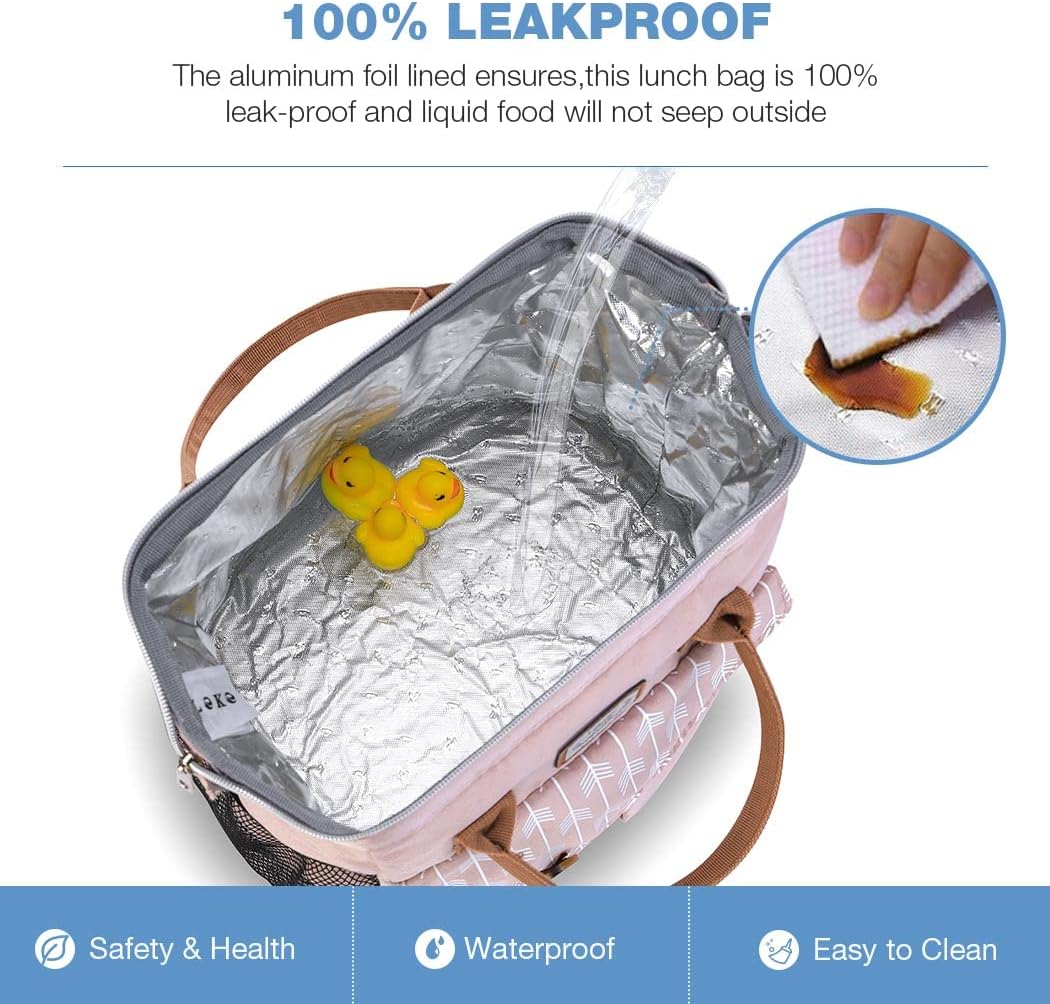Lekesky Kühltasche Damen Lunchtasche Isolierte für Frauen Auslaufsichere weit geöffnete Lunchbox, 11