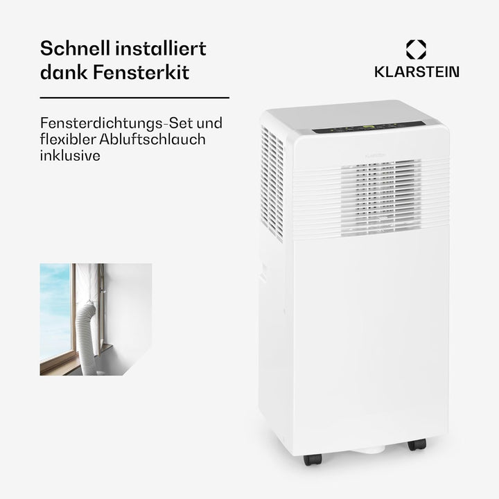 Klarstein Mobile Klimaanlage mit Abluftschlauch, 4-in-1 Klimagerät mit Ventilator, Luftentfeuchter &