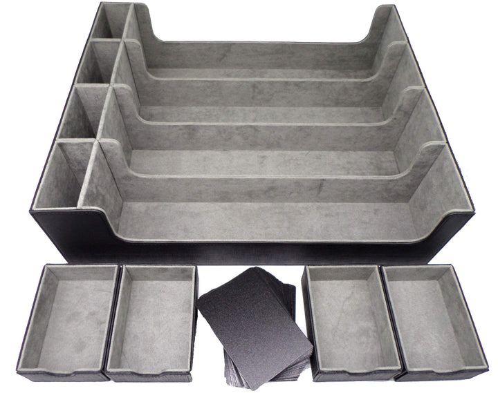 docsmagic.de Premium 4-Row Trading Card Storage Box Black + Trays & Divider - MTG PKM YGO - Sammelka