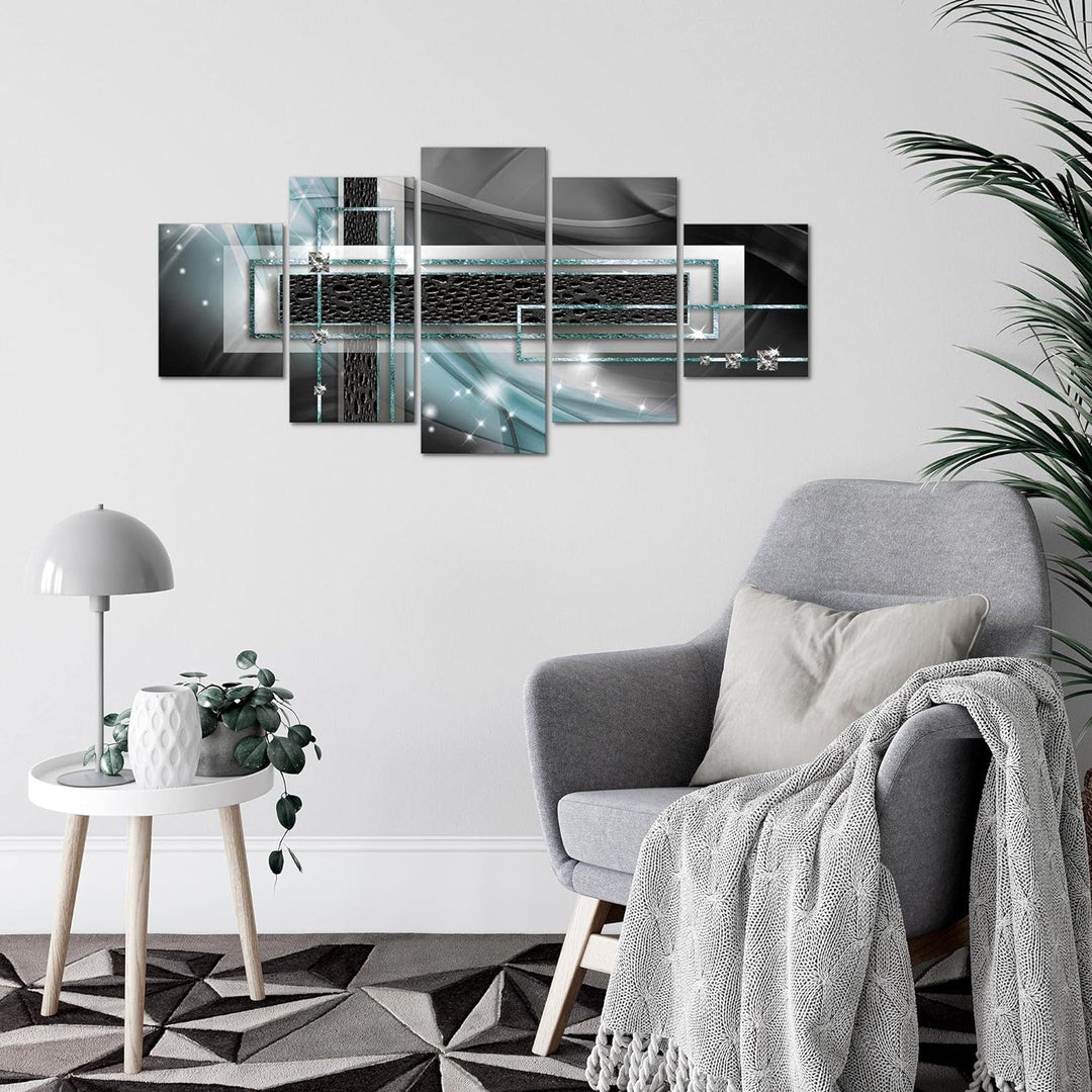 Runa Art Wandbilder Abstrakt 5 Teilig Bild auf Vlies Leinwand Deko Wohnzimmer Schlafzimmer Diamant G