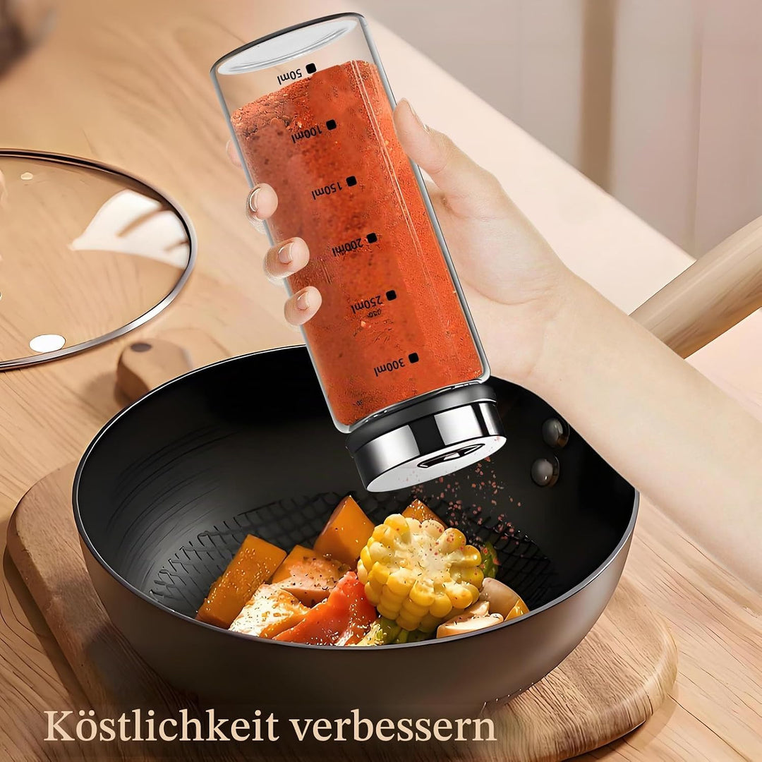 2 grosse Salz und Pfefferstreuer, Salz Pfefferstreuer aus Glas mit verstellbaren Ausgiesslöchern, Sa