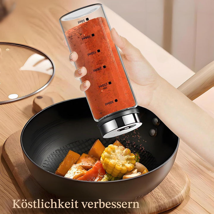 2 grosse Salz und Pfefferstreuer, Salz Pfefferstreuer aus Glas mit verstellbaren Ausgiesslöchern, Sa