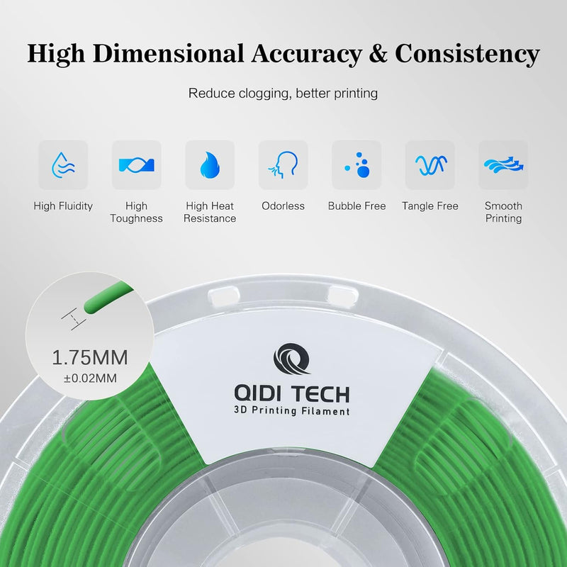 QIDI TECH PETG-Tough 3D Drucker Filament, Zähigkeit PETG Filament 1.75mm, 3D Druck Filament 1kg Spul