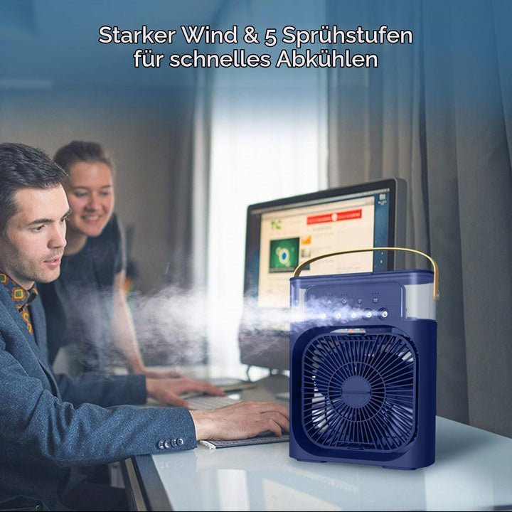Tragbarer Klimaanlagen Ventilator,USB-betriebener Luftkühler, Luftbefeuchter,7 LED Luftkühler Klein