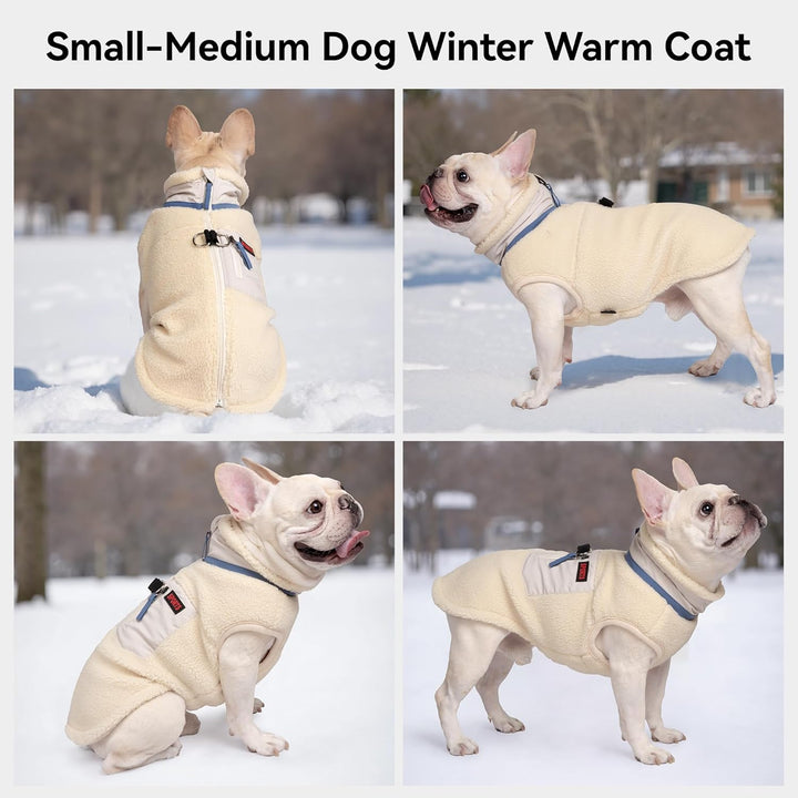 FEimaX Warme Hundemantel Winddichte Haustier Winter Fleece Hundejacke Winterweste mit D-Ring Hundekl