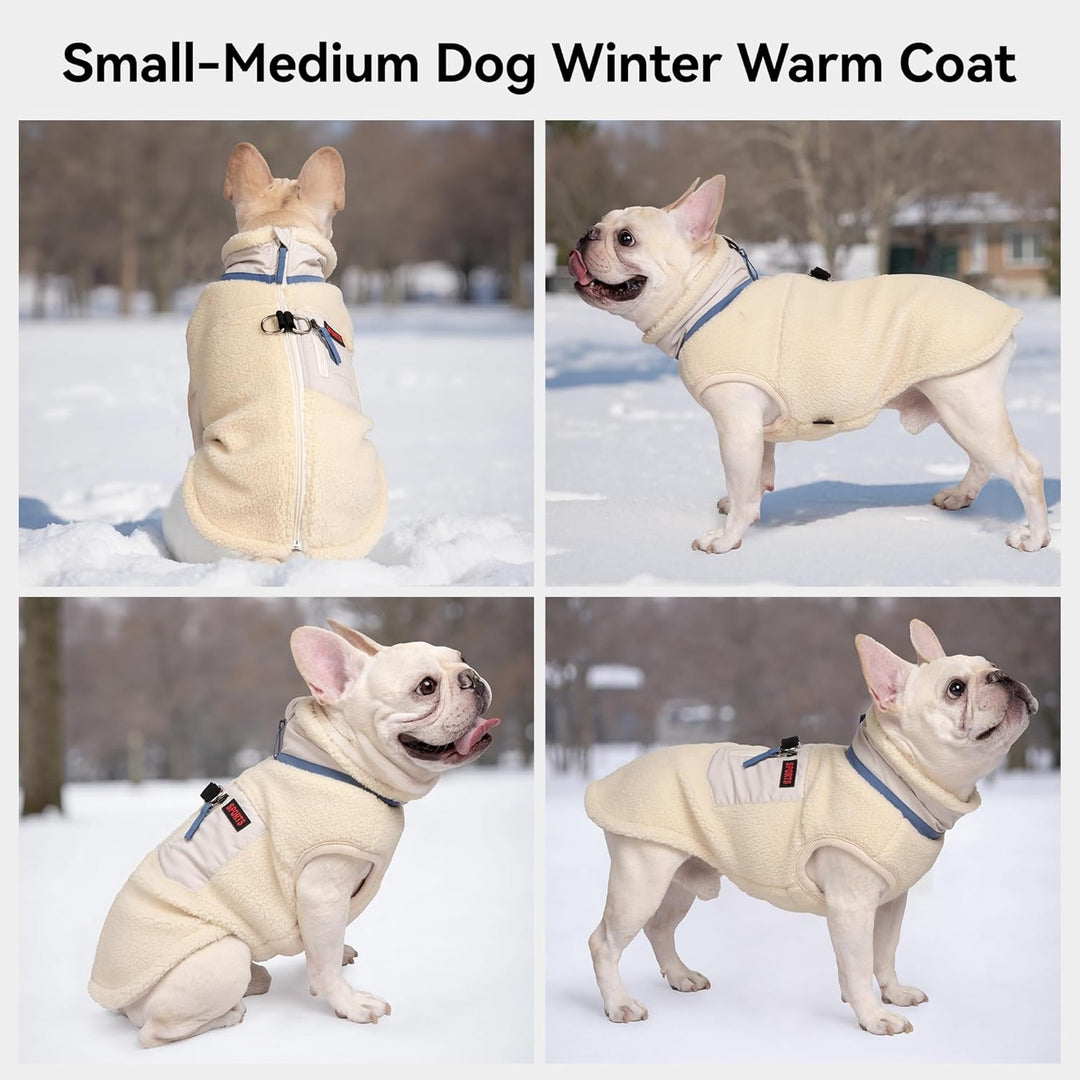 FEimaX Warme Hundemantel Winddichte Haustier Winter Fleece Hundejacke Winterweste mit D-Ring Hundekl
