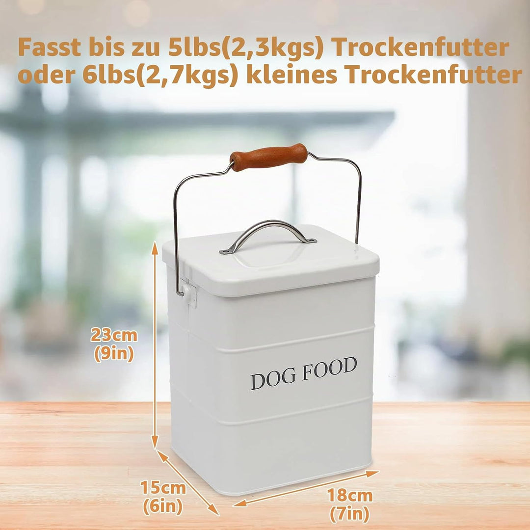 Geyecete - Futtertonnen für Haustierfutter, Vorratsbehälter mit Deckel und Schaufel, Metall futterbo