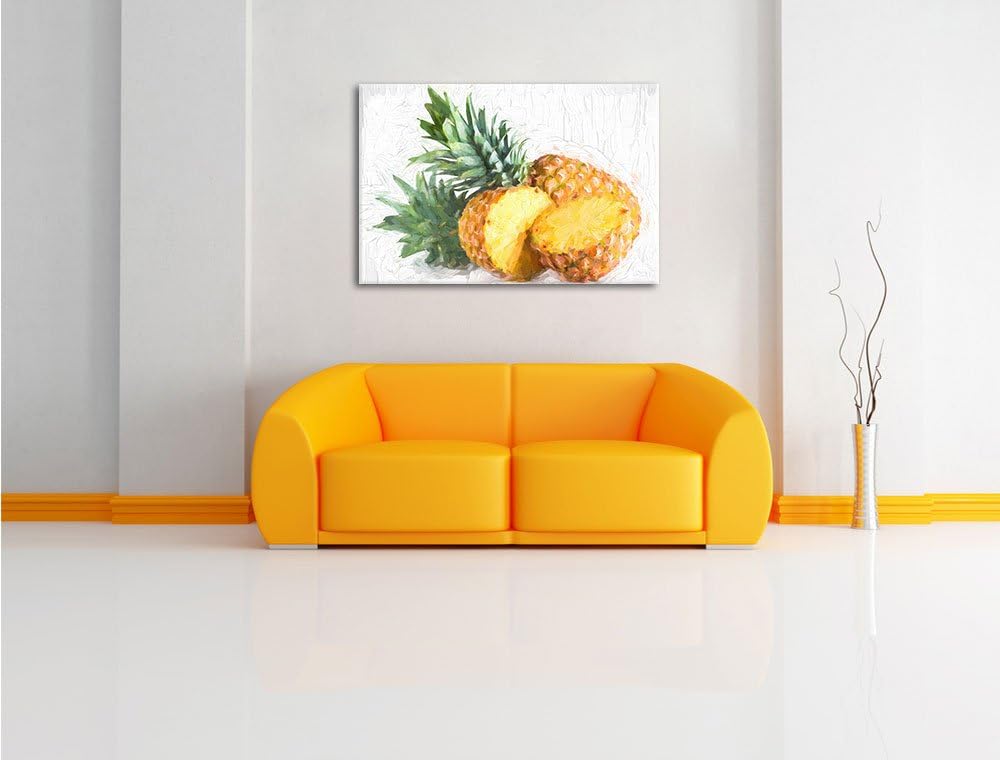 Pixxprint Frische Ananas als Leinwandbild/Grösse: 100x70 cm/Wandbild/Kunstdruck/fertig bespannt, 100