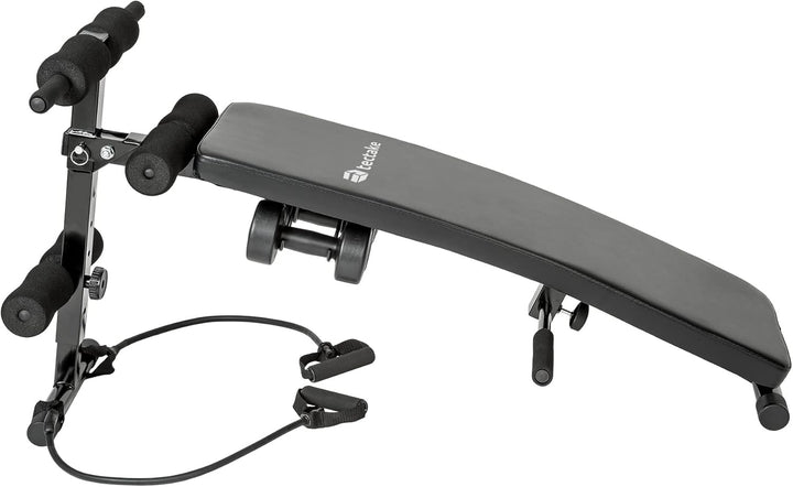 tectake Bauchtrainer 129 x 70 x 55 cm, multifunktionale Sit-up Bank aus Stahl, 5-fach höhenverstellb