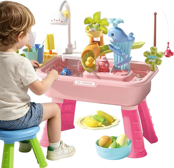 Wasserspieltisch Kinder, Sand Und Wasserspiel Tisch PP 54x29x53 cm Wasserspieltisch Mit Pumpe Outdoo