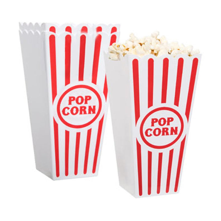 Novelty Place Popcorn-Behälter, klassisch, gestreift, Rot und Weiss, aus Kunststoff, für Filmabend,