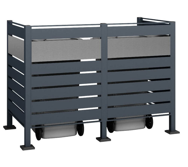 WESTMANN 2er Mülltonnenverkleidung Planum | Metall 160x80x120 cm Grau/Hellgrau | Mülltonnen Sichtsch