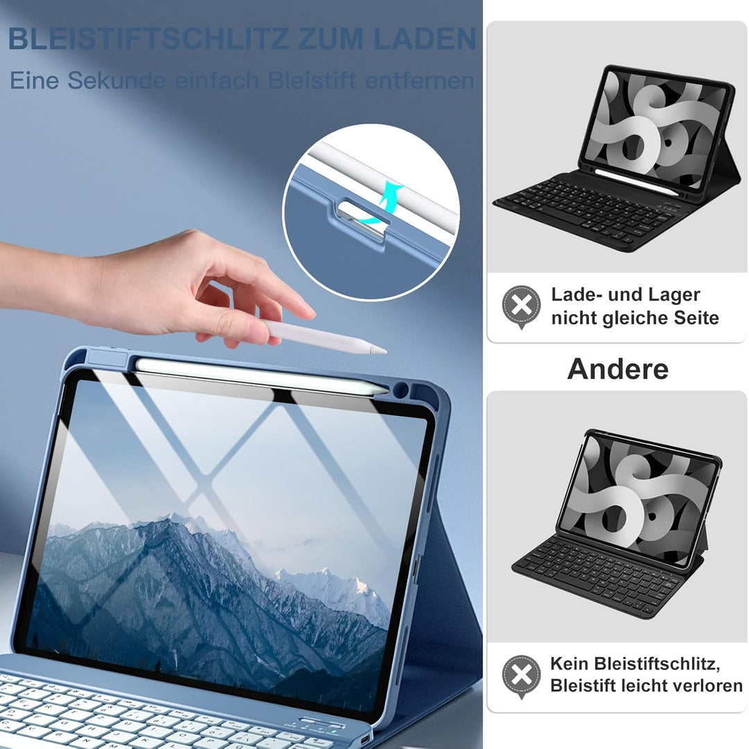 Vobafe Hülle mit Tastatur für iPad Air 11 Zoll M4 2026/M3 2025/M2 2024, iPad Air 5 4 2022 2020 10,9"