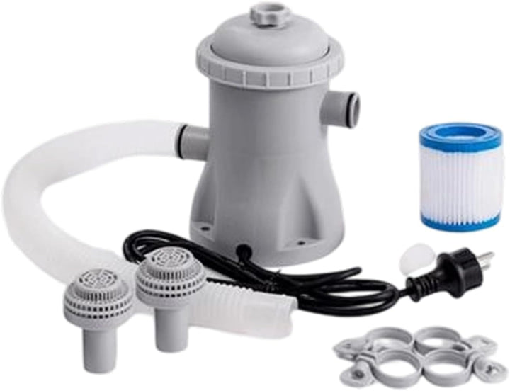 Pool Filterpumpe oberirdisch, 16W Pool Filterpumpe Komplettset mit Schlauch, leise versiegeltes ABS-