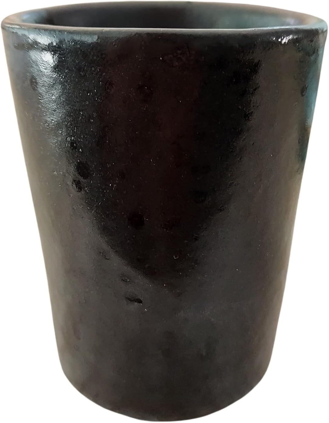 PintoCer - Espresso Kaffeetassen aus weissem Steingut, ohne Griff mit brauner Untertasse (Schwarz/Sc