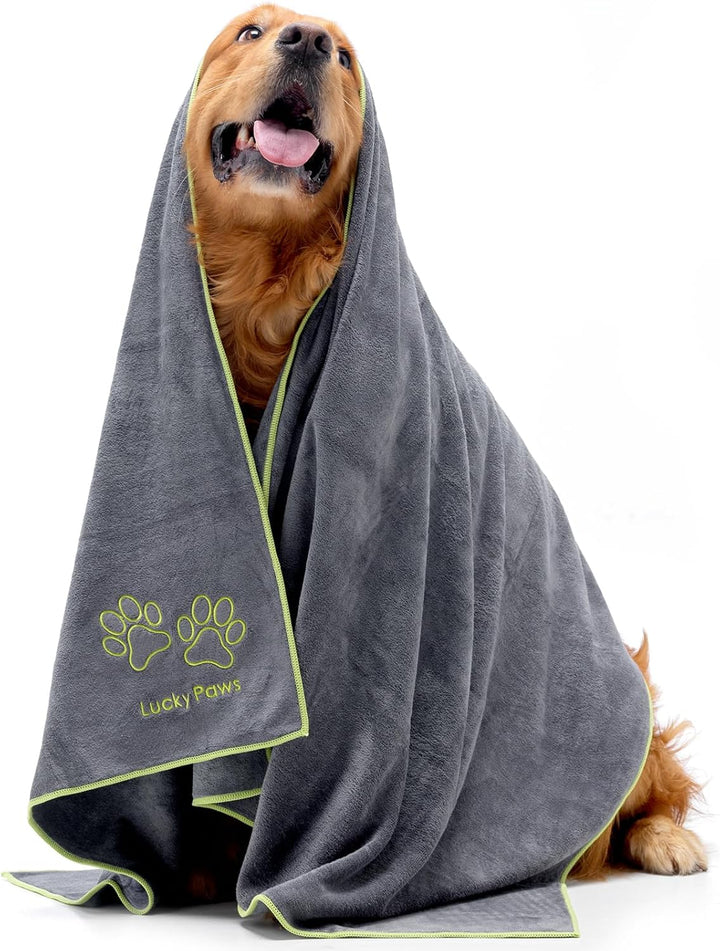Lucky Paws® Hundehandtuch - 140x70cm XL Hundehandtuch extra saugfähig - schnell trocknend, luxuriös