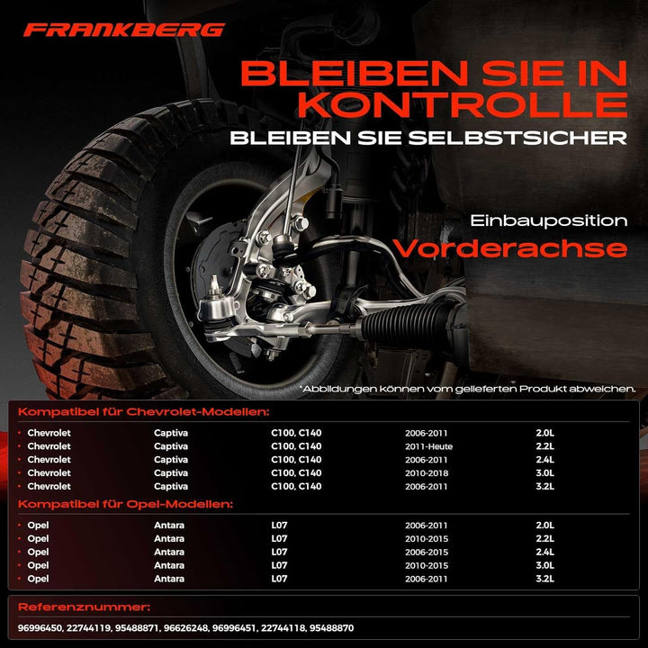Frankberg 2x Koppelstange Vorderachse Kompatibel mit Captiva C100 C140 2.0L-3.2L 2006-Heute Antara L