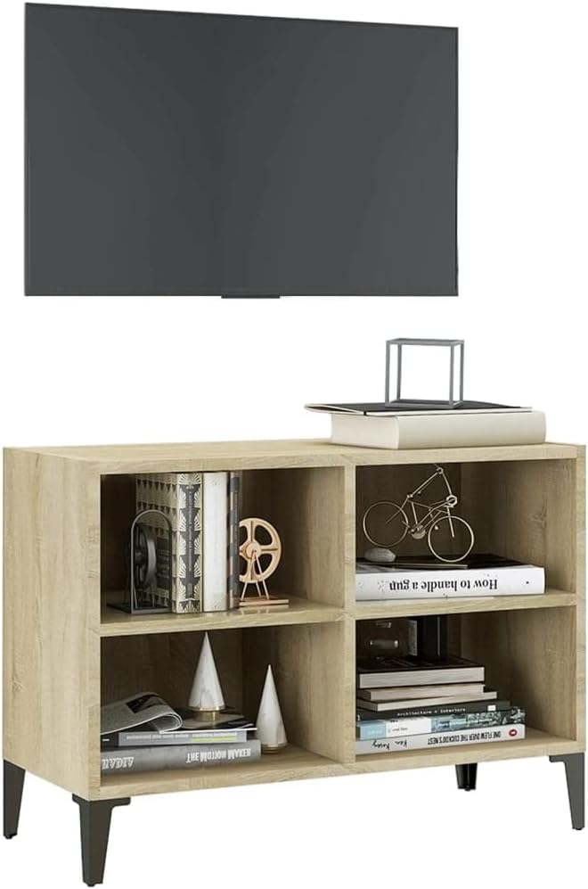 vidaXL TV-Schrank mit Metallbeinen Sonoma-Eiche 69,5x30x50cm
