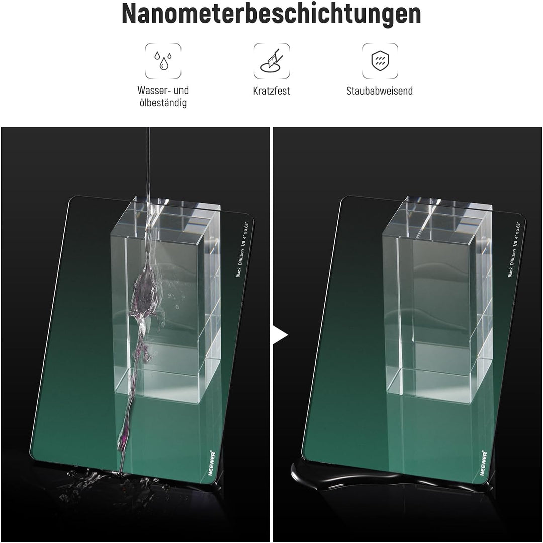 NEEWER Rechteckfilter Black Diffusion 1/8 Filter verträumter Effekt 4"x5.65" Square Kinofilter (rech