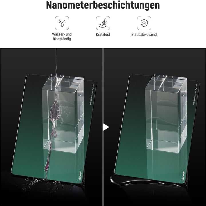 NEEWER Rechteckfilter Black Diffusion 1/8 Filter verträumter Effekt 4"x5.65" Square Kinofilter (rech