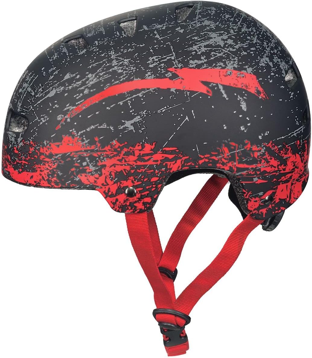 RXD-7000 Skaterhelm Fahrrad BMX Mountainbike MTB Freeride Skater für Kinder, Damen, Herren Helm Rot