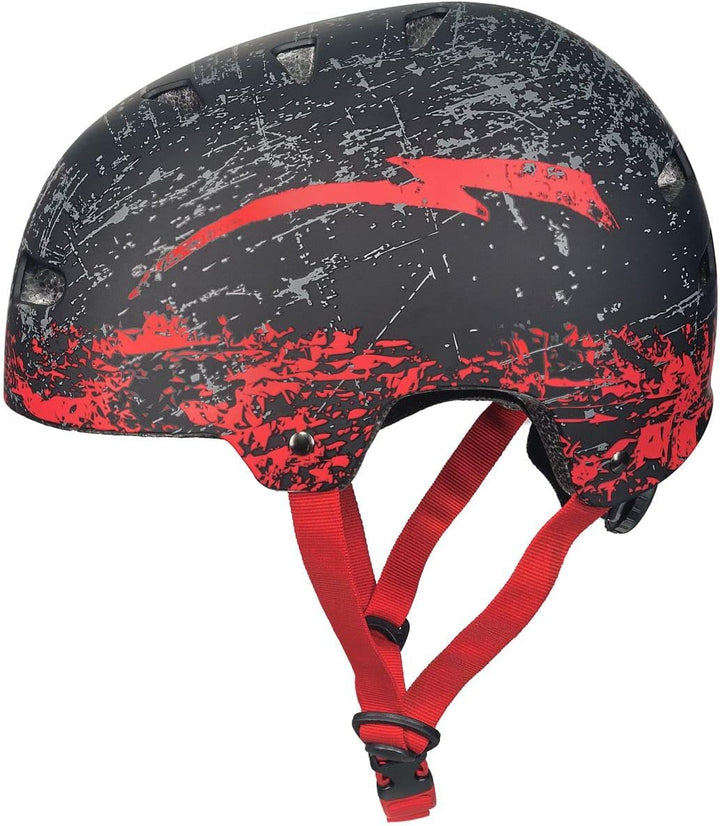 RXD-7000 Skaterhelm Fahrrad BMX Mountainbike MTB Freeride Skater für Kinder, Damen, Herren Helm Rot