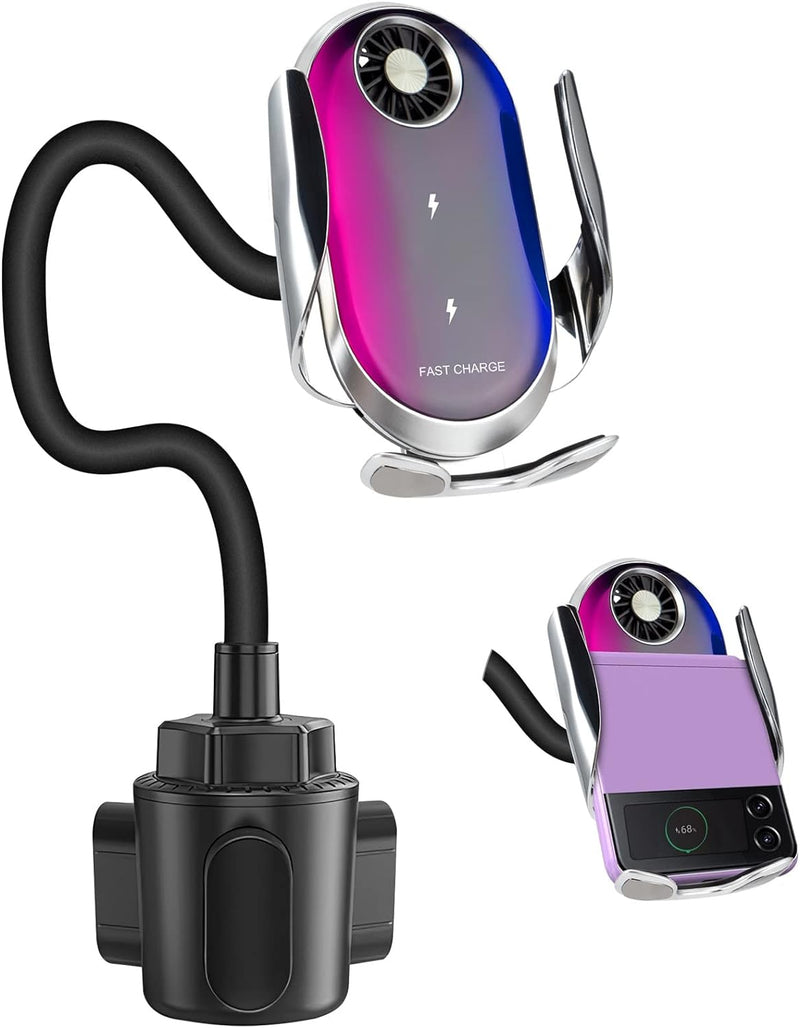 Qoosea 15W Fast Wireless Charger Getränkehalter Auto Handyhalterung, Induktion Doppelspule Cup Holde