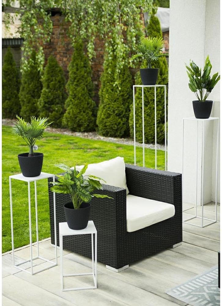 HowHomely Blumenständer Metall Weiss 40 cm Hoch - Solider und Robuster Blumenhocker Metall - Pflanze