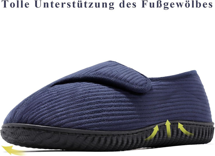 Git-up Herren Diabetiker Hausschuhe Schuhe Arthritis Ödem Verstellbare Verschluss Memory Foam Haussc