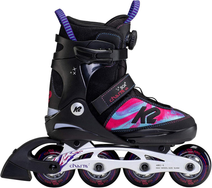 K2 Skates Mädchen Inline Skates CHARM BOA ALU, black - pink, 30F0120 Black - Pink M (EU: 32-37 / UK: