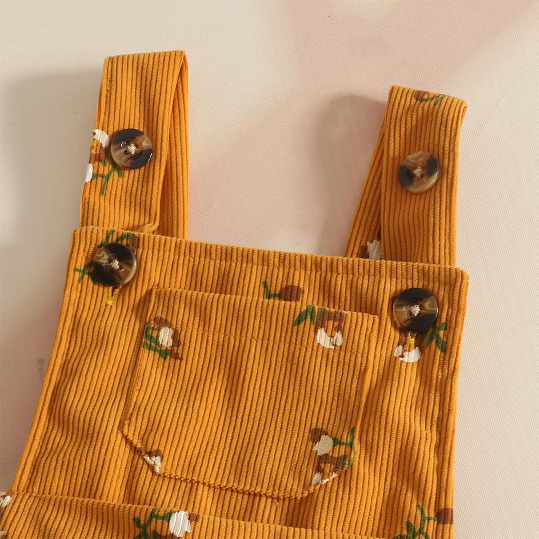 Kleinkind Baby Mädchen Sommerkleidung Rippstrick-Tops Trägerhosen mit Blumenmuster und Stirnband 3-6