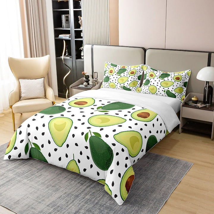 100% Bio Baumwolle Avocado Bettbezug für Kinder,Nette Avocado Bettwäsche Set 155x220,Grüne Tropische