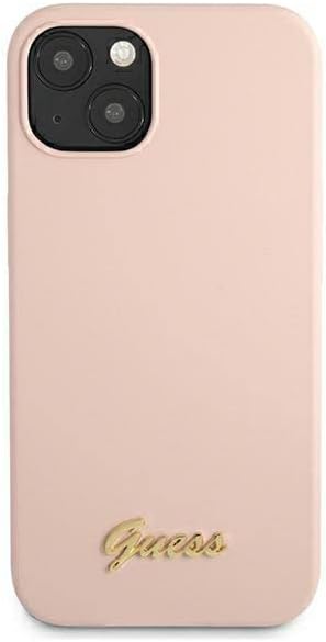 Guess GUHMP13MLSLMGLP Hülle für iPhone 13 6,1" hell-pink Silicone Script Gold Logo Magsafe