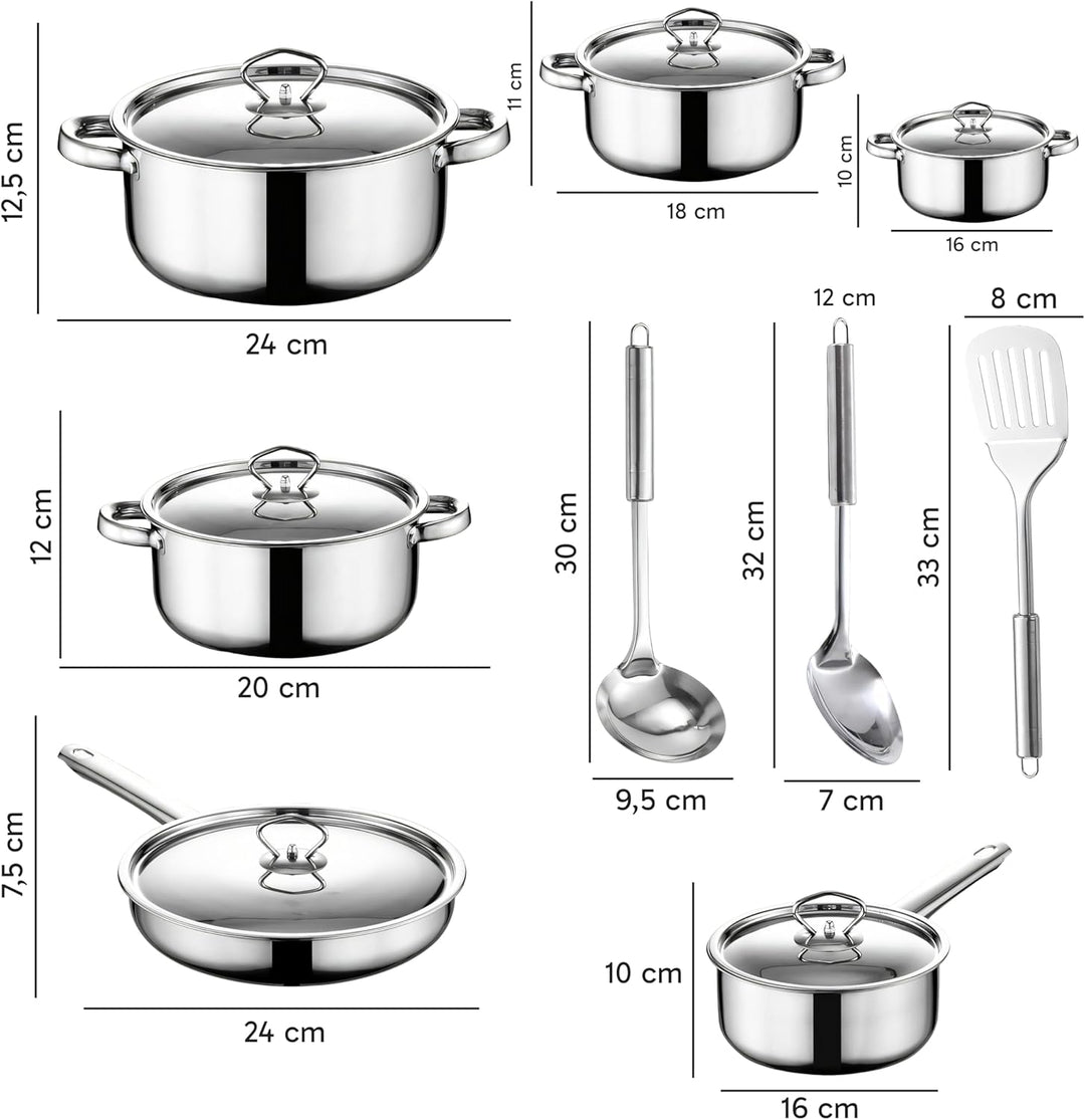 Retoo Topf und Pfannenset Induktion 15-teilig Kochtopf Set mit Deckel, 3 Schöpfkellen, Pfanne, Topfs