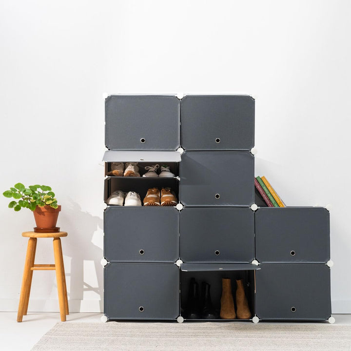InnovaGoods® Tragbares modulares Schuhregal, 8 Module, 14 Fächer für 28 Paare, inklusive Kleiderstan