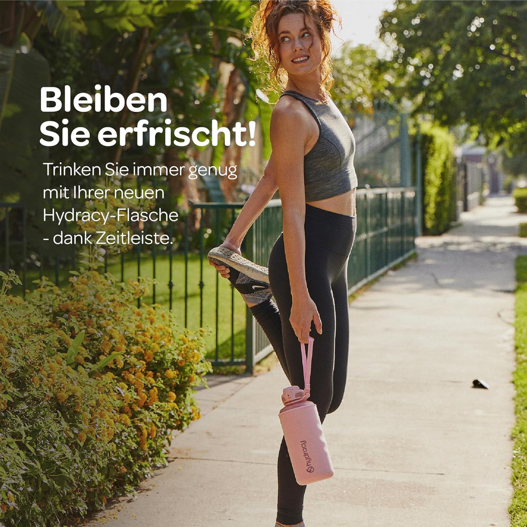 Hydracy Trinkflasche mit Strohhalm und Zeitmarkierung - 2L Wasserflasche - BPA-freie Trinkflasche -