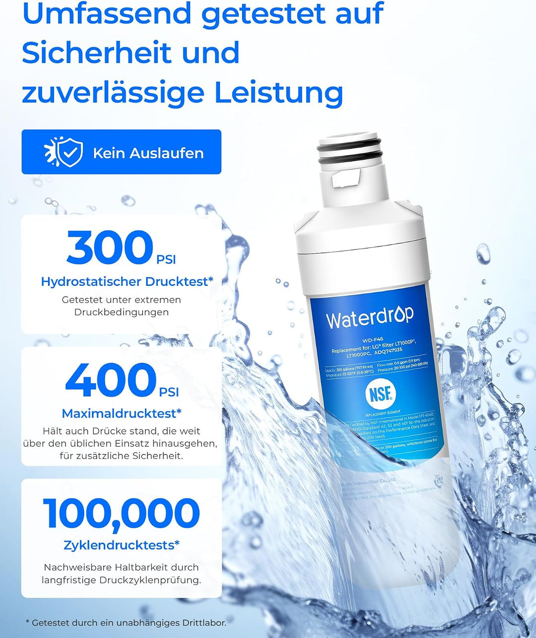 Waterdrop Kühlschrank Wasserfilter und Luftfilter Ersatz für LG® LT1000P® | Ersatz für LG® LT1000P®,
