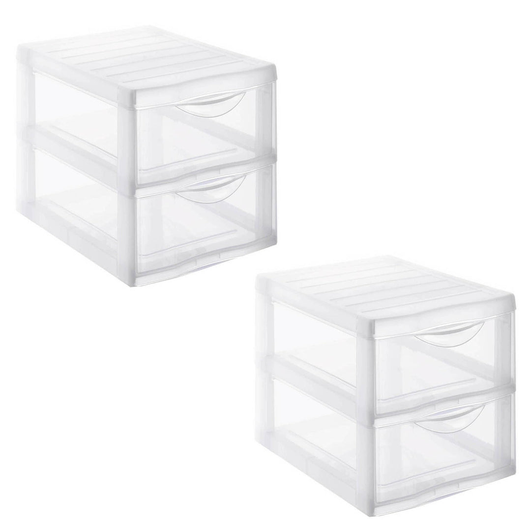 SUNDIS Orgamix, 2er-set schubladenboxen aus Kunststoff, 2 transparente Schubladen für A4-Papier, Höh