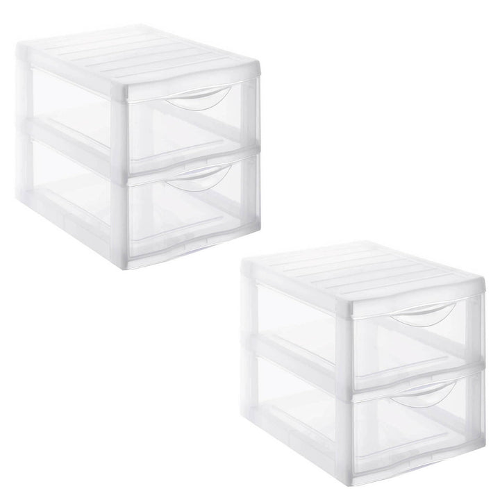 SUNDIS Orgamix, 2er-set schubladenboxen aus Kunststoff, 2 transparente Schubladen für A4-Papier, Höh