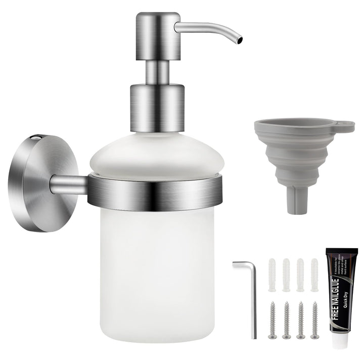 EXLECO Seifenspender Wandmontage Glas Shampoo Spender Selbstklebend & Bohren 200ml Satinierte Glasfl