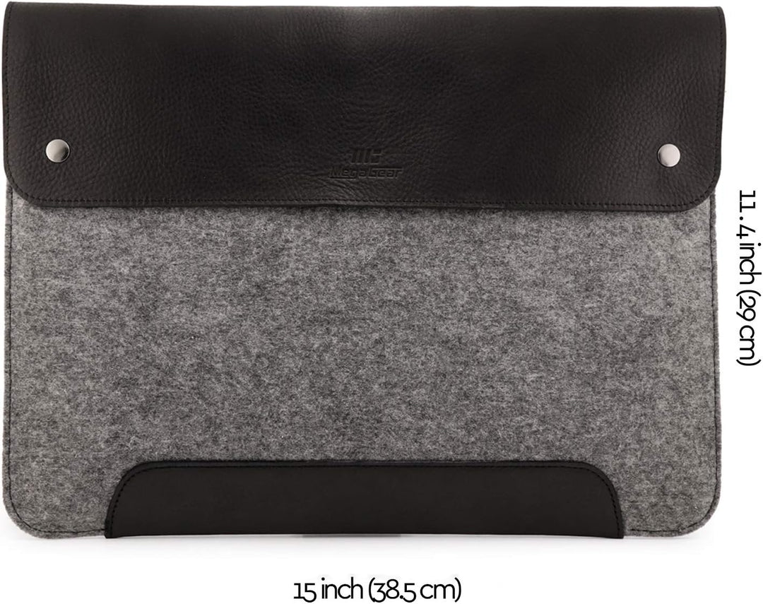 MegaGear MacBook-Tasche aus echtem Leder und Fleece, Laptop-Hülle für MacBook Pro und MacBook Air Hü